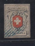 N°11 (N°7) - 5c Noir Et Rouge - Signé Calves - B - 1843-1852 Federal & Cantonal Stamps