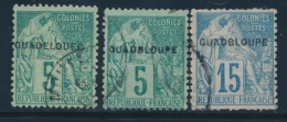 N°17a (B), 19a (B) - GUAD"B"LOUPE + N°17a (D) GUADELOU"E"P - TB - Altri & Non Classificati