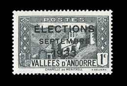 Mau N°24A - 1c Gris Noir - Surch Election Septembre 1933 Renversée -TB - Nuevos