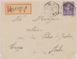 N°142 - Obl. BELFORT A (Type A4) - 1/3/1914 - S/rec - Pr Troyes - TB - Covers & Documents