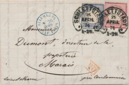 N°16,17 - Obl. Schlettstadt - 25/4/74 + CE (B) Allemagne-Belf. Paris - B/TB - Covers & Documents