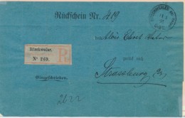 Pli Recom. En Franchise - Càd Bitschweiler Bei Thann - 11/1/91 - Pr Strasbourg - TB - Cartas & Documentos