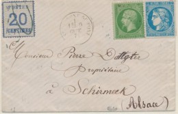 N°6 - S/pli De St Laurent Du Pont - 9/10/71 - Afft N°20 Et 46 (rare Composition Mixte) Pr Schirmeck - Au Verso C - Storia Postale