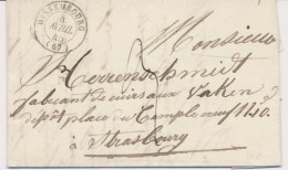 T15 Wissembourg - 1845 - Pr Strasbourg - Taxe 3 - TB - Covers & Documents