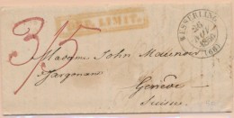 T 13 Wesserling -26/Nov/1850 + Dépt Limit (Rge) + Taxe Manus - Pr Genève - TB - Cartas & Documentos