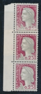 N°1263 - Bde De 3 Vertic. - BDF - Impression S/Raccord - Signé - TB - Neufs