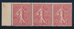 N°129 - Bde De 3 - BDF - Impression Recto-verso Partielle - TB - Unused Stamps