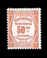 N°47 - 50c Rouge + Interpanneau - TB - 1859-1959 Neufs