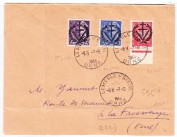 Alençon - N°1M, 3M, 8 - Obl. Le Mesle S/Sarthe - 7/9/44 - TB - Liberation