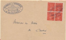 N°1 - Valenciennes - 10c Vermillon - Bloc De 4 - Obl. Chambre De Commerce - 28/10/14 - TB - Francobolli Di Guerra