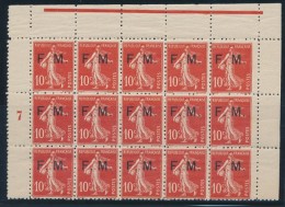 N°5 - 10c Rouge - Bloc De 15 - Dent. 11 - Mill. 7 - Rare Et TB - Military Postage Stamps