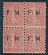 N°4 - Bloc De 4 - 10c Rose - Certificat Behr - TB - Military Postage Stamps