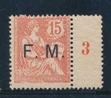 N°2 - 15c Verminnon + Mill. 3 (côté Droit) - TB - Timbres De Franchise Militaire