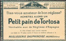 N°170 CP2 - 10c Vert Pasteur  - Carnet De 20T. - Pub Villes De Normandie - S 93 - TB - Andere & Zonder Classificatie