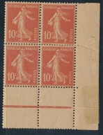 N°138 - Bloc De 4 - BDF + Interpanneau - Papier GC - TB - 1906-38 Semeuse Con Cameo