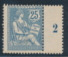 N°127 - 25c Bleu - Mill. 2 - TB - 1900-02 Mouchon