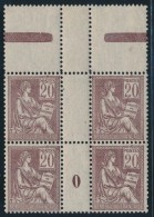 N°113 - Bloc De 4 - Mill. 0 Avec Interpanneau - TB - 1900-02 Mouchon