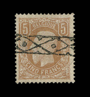N°37 - 5F Brun Rouge - Obl. Roulette Belge - Signé Calves - TB - 1869-1883 Léopold II
