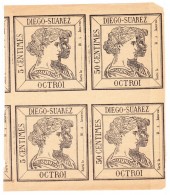 DIEGO-SUAREZ - OCTROI - 5 Centimes (2x), 50 Centimes (2x) - Formant Bloc De 4 - Peu Courant - TB - Autres & Non Classés