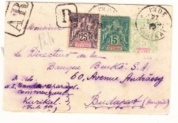 ENTIERS POSTAUX N°4, 8 - Obl KARIKAL - 27/3/1912 - S/recom. - Pr Budapest B/TB - Other & Unclassified