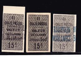 N°8g - 3 Variétés Surch Bleu / Noir / Sans Surch - TB - Paquetes Postales