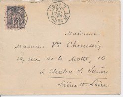 POSTE MARITIME  N°97 - Obl. Càd Octog. Ligne T Paq Fr N°1 - 20/11/98 - Pour Châlon S/Saône - - 1849-1876: Période Classique