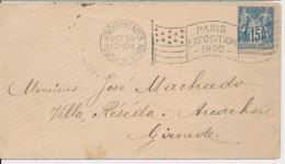 N°90 - Obl. Flamme PARIS Expo 1900 + Cachet United State Postal Station - 30/10/1900 - Pr Arcachon - TB - 1849-1876: Période Classique