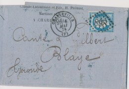 N°60B - 25c Bleu - Type II - Inscriptions Au Verso - S/L à Entête Claude Lafontaine - 6/5/74 - TB - 1849-1876: Période Classique