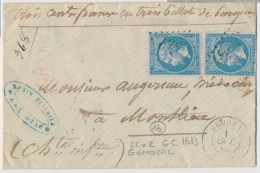 N°22 X 2 - S/L "CHARGE" Avec Valeurs - Obl GC 1633 - Càd Gemozac 1866 - Pr Monthieu - TB - 1849-1876: Période Classique