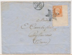 N°16 - Grd Coin De Feuille - Obl. Étoile - Càd Paris - 12/3/57 - T. Effleuré Ds Un Angle - Mais - 1849-1876: Période Classique
