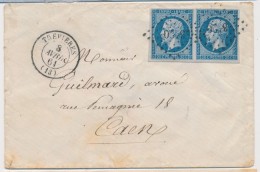 N°14A - Paire - Obl. PC 3420 - T15 Trevieres - 8/4/61 - Pr Caen - TB - 1849-1876: Classic Period