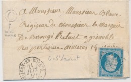 N°14A - Càd St Jean En Royans - 21 Juin 59 - Boîte Rurale "C" = St Laurant - B/TB - 1849-1876: Période Classique