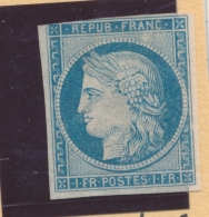 N°6 Ou 7 - 1F En Bleu S/papier Pelure - 1 Filet Touché - Unused Stamps