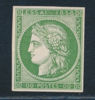 Essai De 1858 Du N°2 En Vert - Avec Val "00" S/papier Carton - TB - Ungebraucht