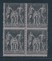 N°103 - 10c Noir S/lilas - Bloc De 4 - TB - 1876-1878 Sage (Type I)