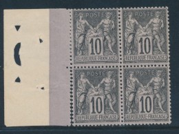 N°103 - Bloc De 4 - BDF Avec Perfo De Contrôle - 2 Ex ** - TB - 1876-1878 Sage (Type I)