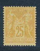 N°92 - 25c Bistre S/jaune - Signé - TB - 1876-1878 Sage (Type I)