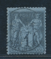 N°84 - 1c Noir S/bleu De Prusse - Infime Froissure - Certif. - TB - 1876-1878 Sage (Type I)
