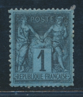 N°84 - 1c Bleu De Prusse - Bon Centrage - Qques Défauts - 1876-1878 Sage (Type I)