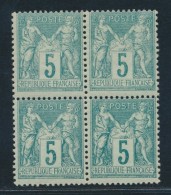N°75 - 5c Vert - Bloc De 4 - TB - 1876-1878 Sage (Type I)