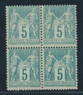 N°75 - 5c Vert - Bloc De 4 - TB - 1876-1878 Sage (Tipo I)