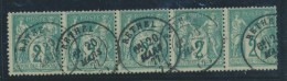 N°74 - Bde De 5 - Obl. RETHEL - 20/3/77 - 1 Ex Dentelure Rognée à Droite - Sinon TB - 1876-1878 Sage (Type I)
