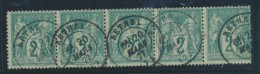 N°74 - Bde De 5 - Obl. RETHEL - 20/3/77 - 1 Ex Dentelure Rognée à Droite - Sinon TB - 1876-1878 Sage (Tipo I)