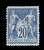 N°73 - 20c Bleu - Réimp. Granet - Redentelé - TB - 1876-1878 Sage (Type I)