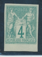 N°63a - 4c Vert - ND - Toujours Sans Gomme - TB - 1876-1878 Sage (Type I)