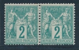 N°62 - 2c Vert - Paire - TB - 1876-1878 Sage (Type I)