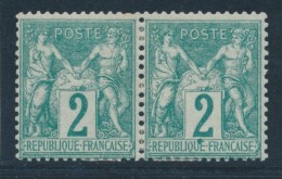 N°62 - 2c Vert - Paire - TB - 1876-1878 Sage (Typ I)