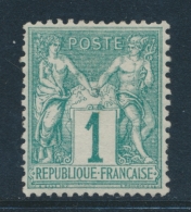 N°61 - 1c Vert -TB - 1876-1878 Sage (Type I)