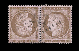 N°58c - 10c Brun S/rose - Tête Bêche - Obl. GC 247 - Infime éraflure Au Recto - Sinon TB - 1871-1875 Ceres