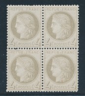 N°52a - 4c Gris Jaunâtre - Bloc De 4 - TF - TB - 1871-1875 Cérès